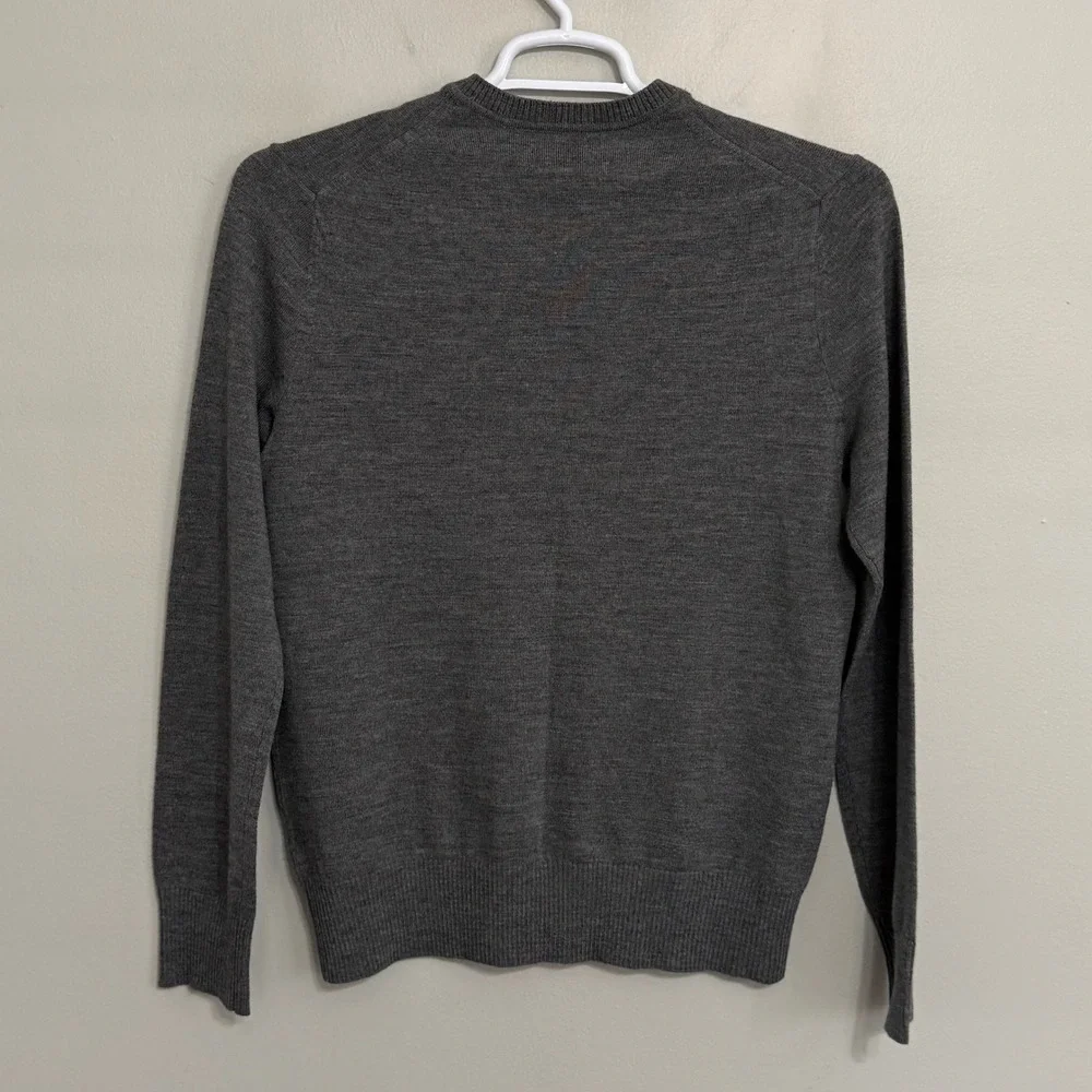 Banana Republic Mens Medium Gray Extra Fine Merino Wool V-Neck Sweater